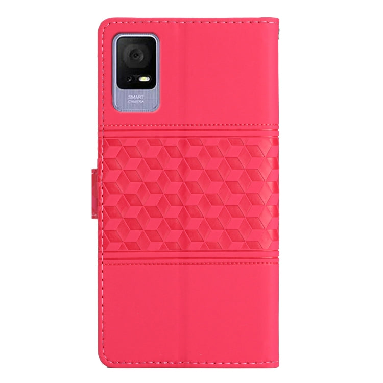 For TCL 405 / 406 / 408 Diamond Embossed Skin Feel Leather Phone Case with Lanyard