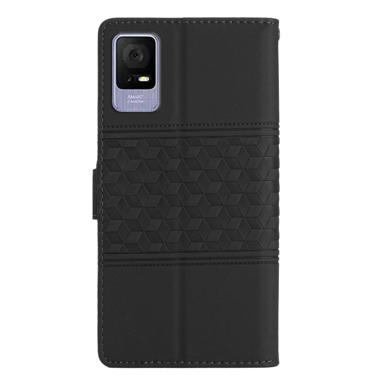 For TCL 405 / 406 / 408 Diamond Embossed Skin Feel Leather Phone Case with Lanyard