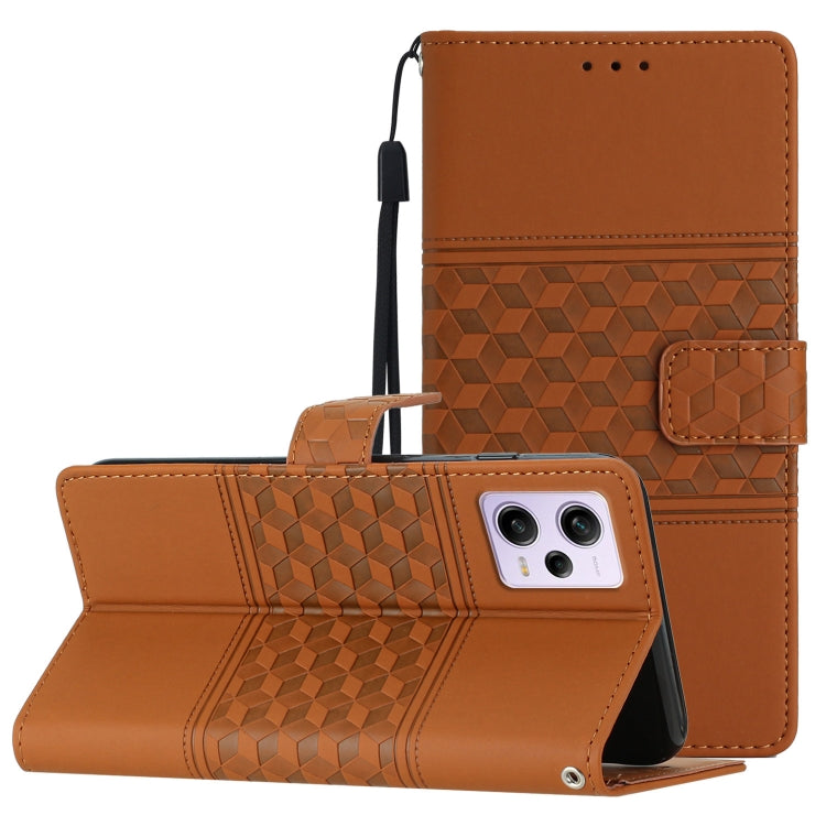 For Xiaomi Redmi Note 12 Pro 5G China Diamond Embossed Skin Feel Leather Phone Case with Lanyard