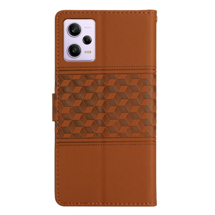 For Xiaomi Redmi Note 12 Pro 5G China Diamond Embossed Skin Feel Leather Phone Case with Lanyard