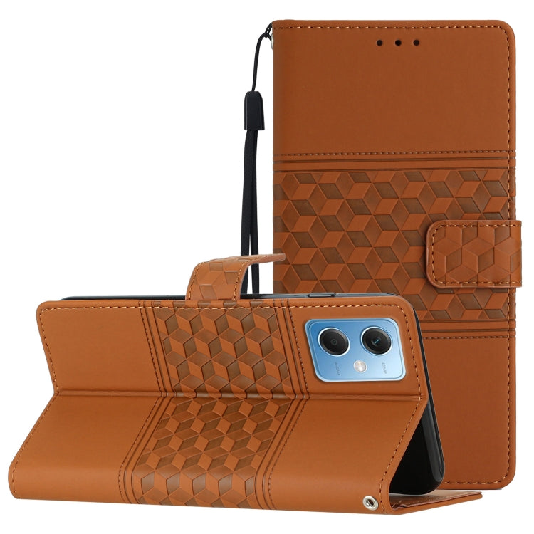 For Xiaomi Redmi Note 12 5G China Diamond Embossed Skin Feel Leather Phone Case with Lanyard