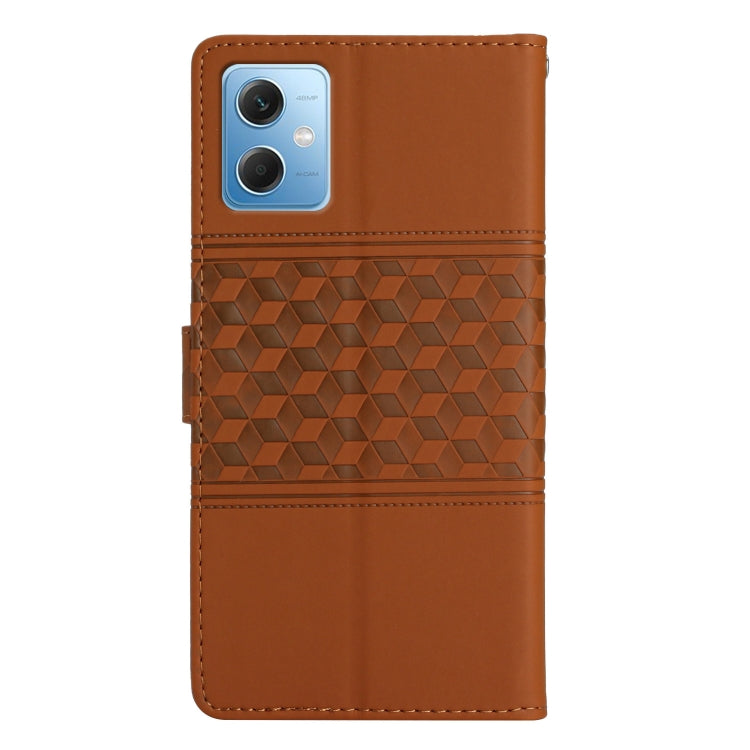 For Xiaomi Redmi Note 12 5G China Diamond Embossed Skin Feel Leather Phone Case with Lanyard