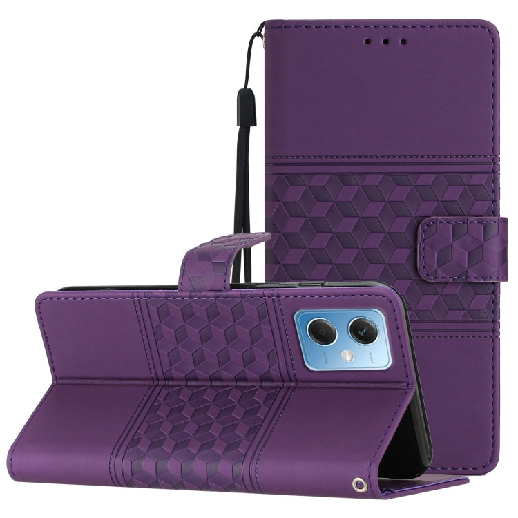 For Xiaomi Redmi Note 12 5G China Diamond Embossed Skin Feel Leather Phone Case with Lanyard
