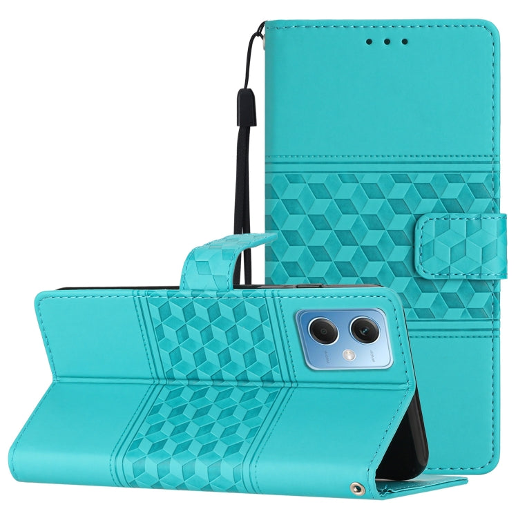 For Xiaomi Redmi Note 12 5G China Diamond Embossed Skin Feel Leather Phone Case with Lanyard