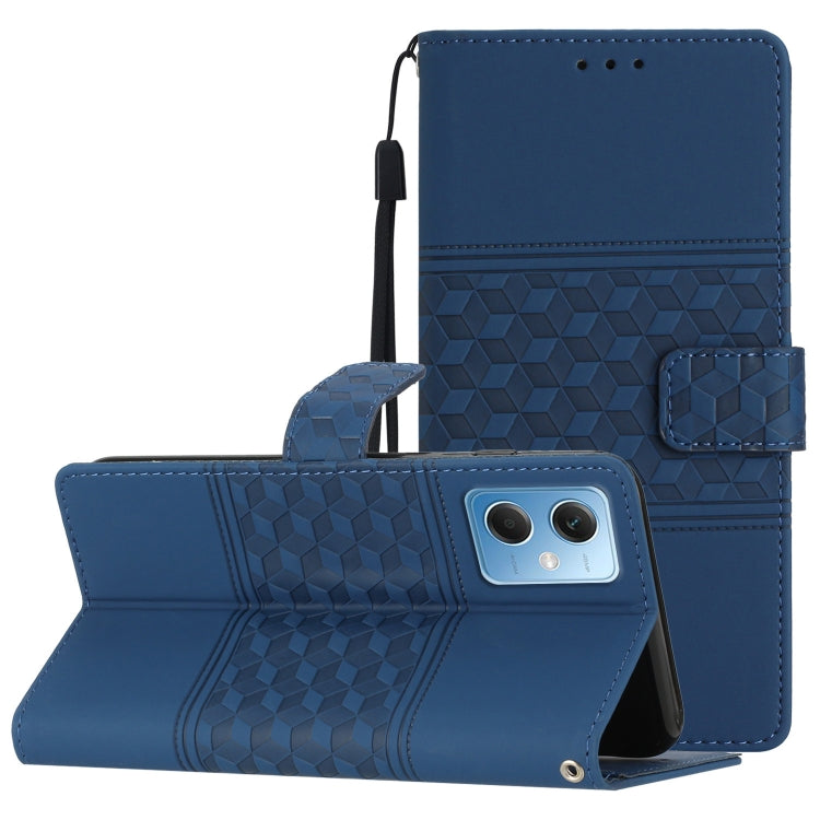 For Xiaomi Redmi Note 12 5G China Diamond Embossed Skin Feel Leather Phone Case with Lanyard