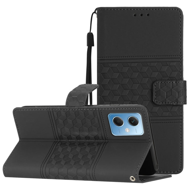 For Xiaomi Redmi Note 12 5G China Diamond Embossed Skin Feel Leather Phone Case with Lanyard