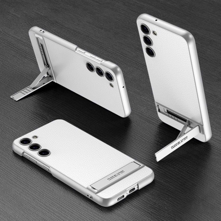 For Samsung Galaxy S23+ 5G GKK Triumph Ultra-Thin Plain Leather Phone Case with Holder