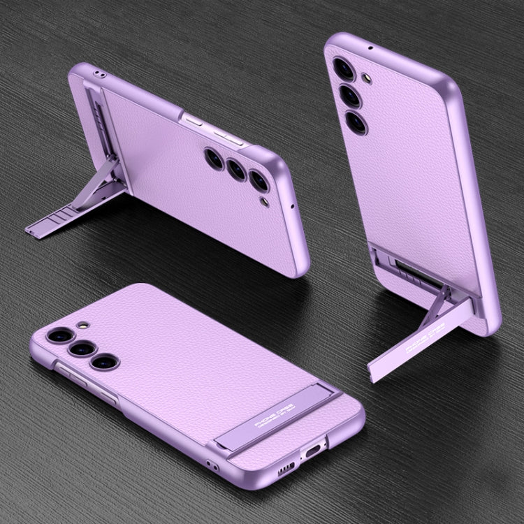 For Samsung Galaxy S23+ 5G GKK Triumph Ultra-Thin Plain Leather Phone Case with Holder