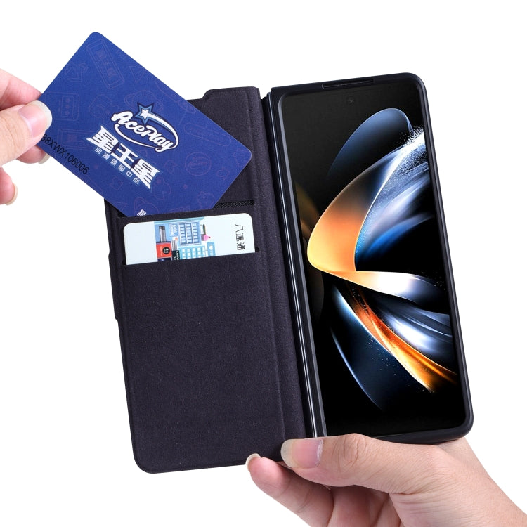 For Samsung Galaxy Z Fold4 5G Plain Magnetic Folding Phone Case with Pen Case(Black)