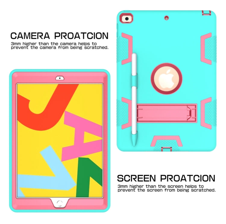 For iPad 10.2 Shockproof PC + Silicone Protective Case with Holder & Pen Slot