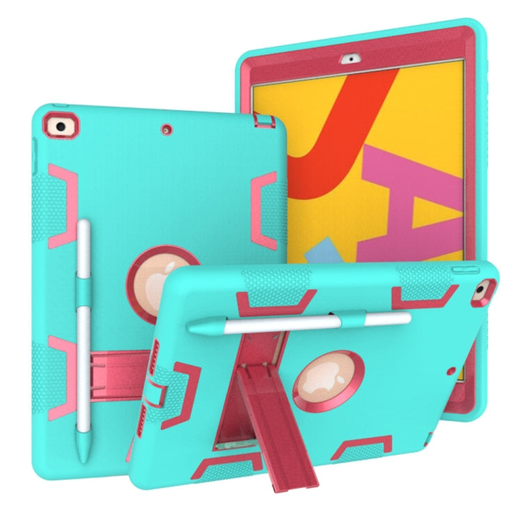 For iPad 10.2 Shockproof PC + Silicone Protective Case with Holder & Pen Slot