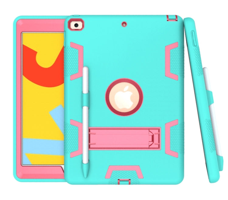 For iPad 10.2 Shockproof PC + Silicone Protective Case with Holder & Pen Slot