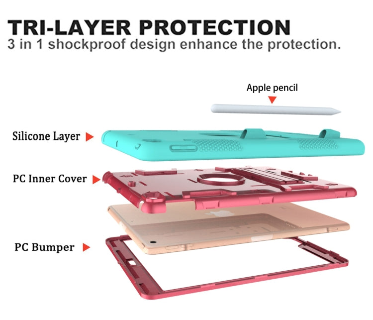 For iPad 10.2 Shockproof PC + Silicone Protective Case with Holder & Pen Slot