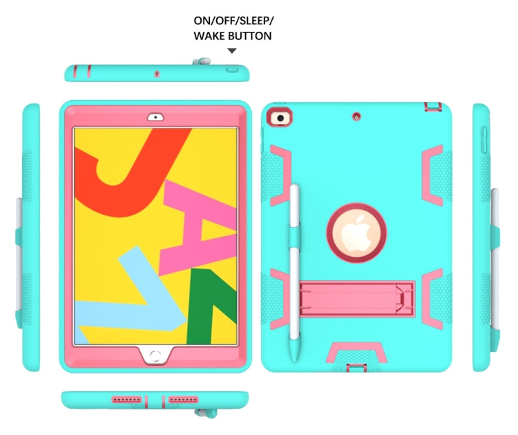 For iPad 10.2 Shockproof PC + Silicone Protective Case with Holder & Pen Slot