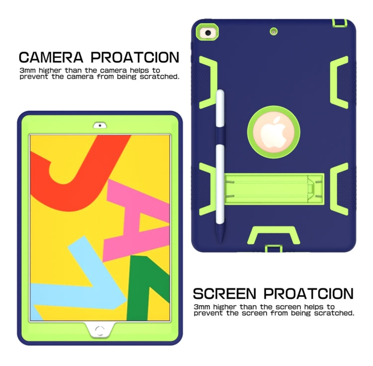 For iPad 10.2 Shockproof PC + Silicone Protective Case with Holder & Pen Slot