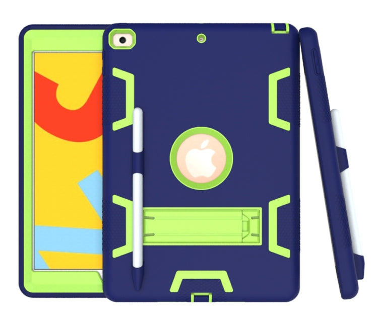 For iPad 10.2 Shockproof PC + Silicone Protective Case with Holder & Pen Slot