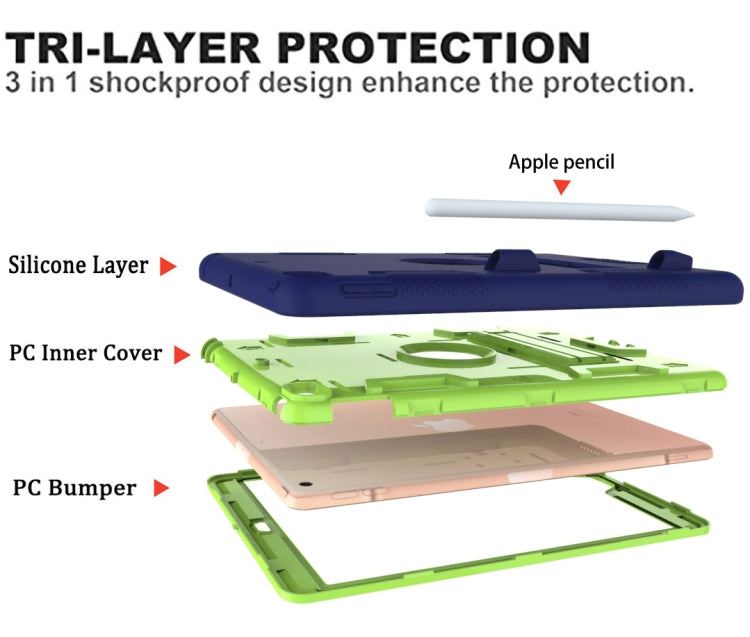 For iPad 10.2 Shockproof PC + Silicone Protective Case with Holder & Pen Slot