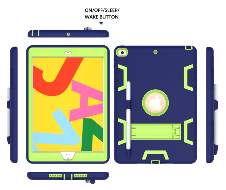 For iPad 10.2 Shockproof PC + Silicone Protective Case with Holder & Pen Slot