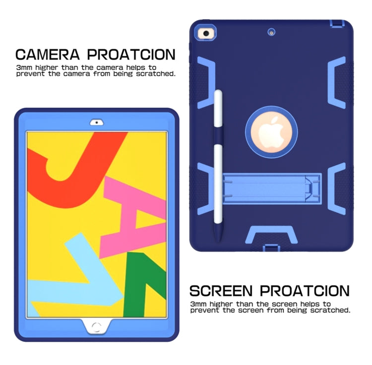 For iPad 10.2 Shockproof PC + Silicone Protective Case with Holder & Pen Slot