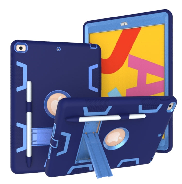 For iPad 10.2 Shockproof PC + Silicone Protective Case with Holder & Pen Slot