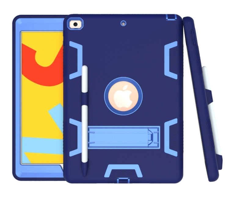For iPad 10.2 Shockproof PC + Silicone Protective Case with Holder & Pen Slot
