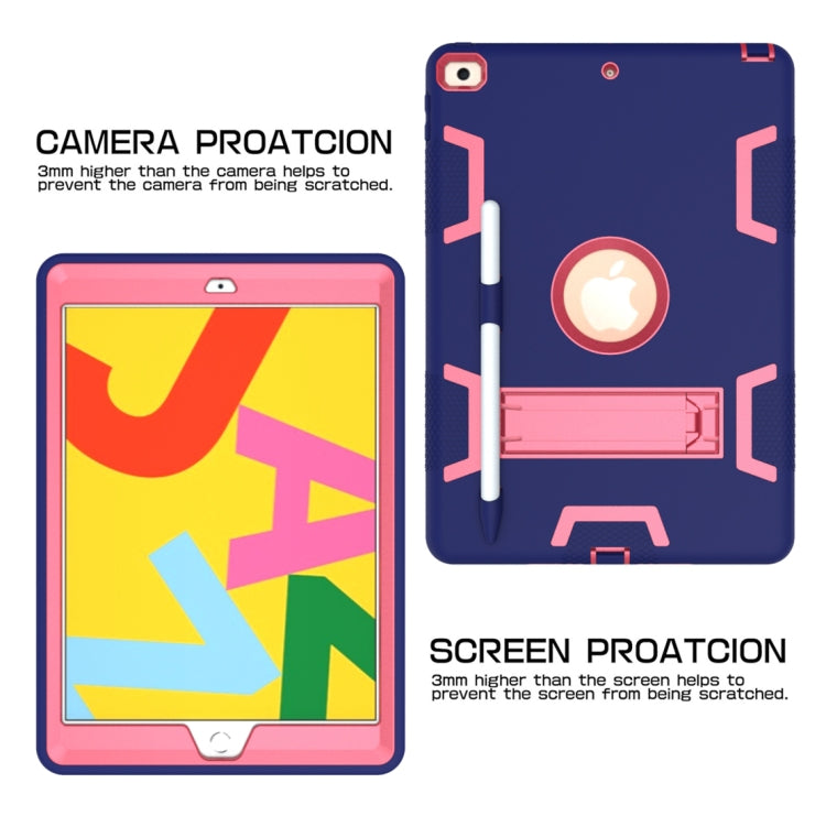For iPad 10.2 Shockproof PC + Silicone Protective Case with Holder & Pen Slot
