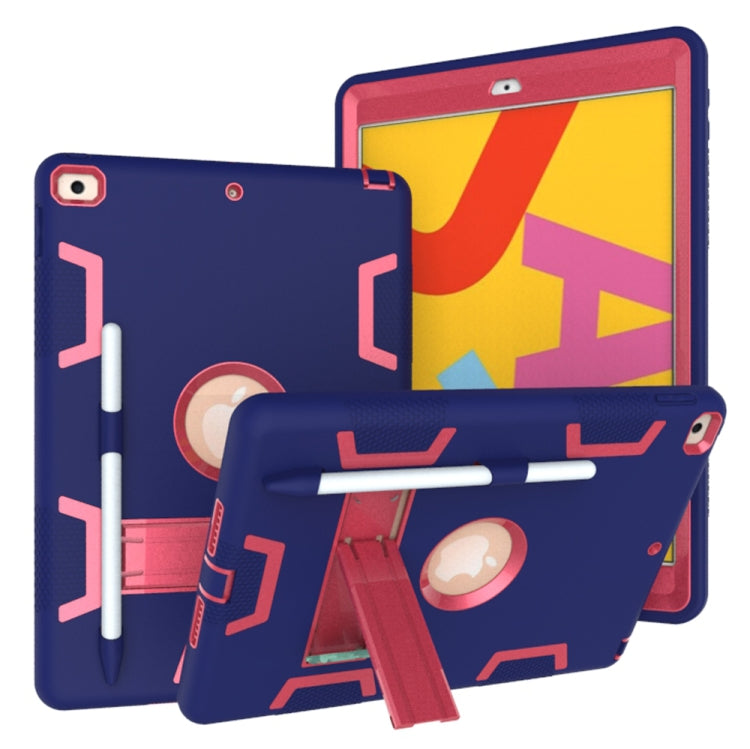 For iPad 10.2 Shockproof PC + Silicone Protective Case with Holder & Pen Slot