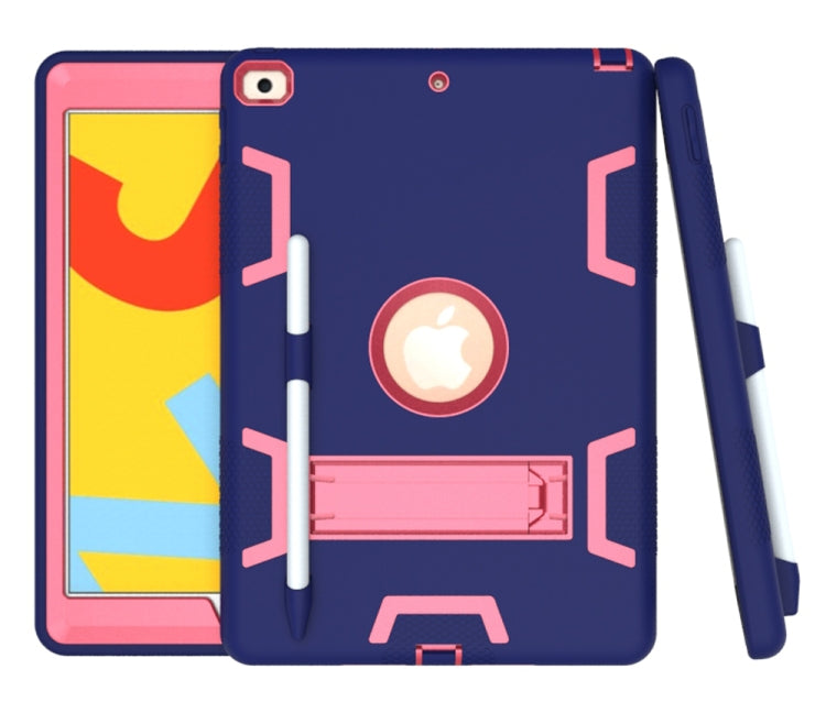 For iPad 10.2 Shockproof PC + Silicone Protective Case with Holder & Pen Slot