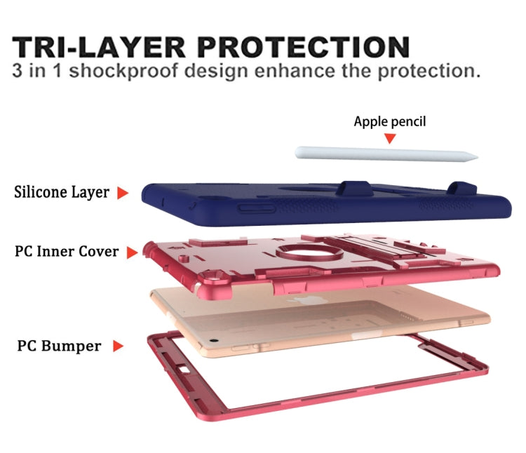 For iPad 10.2 Shockproof PC + Silicone Protective Case with Holder & Pen Slot