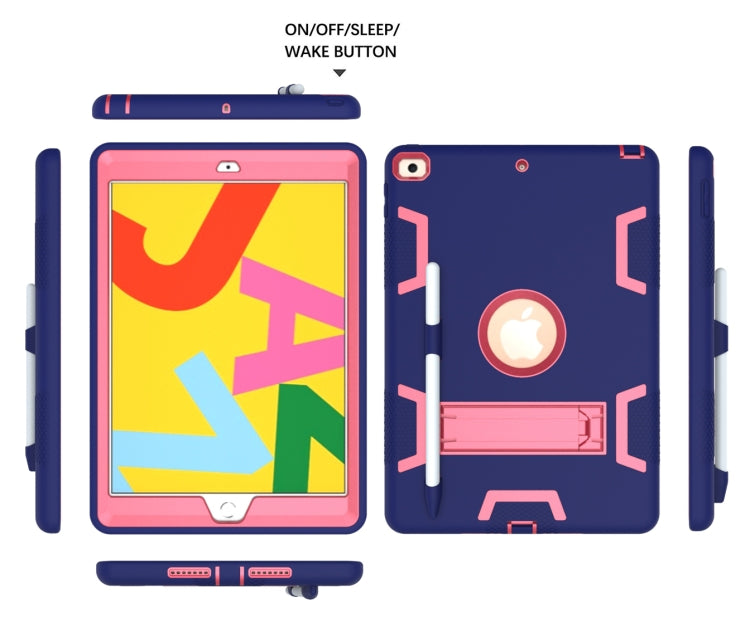For iPad 10.2 Shockproof PC + Silicone Protective Case with Holder & Pen Slot