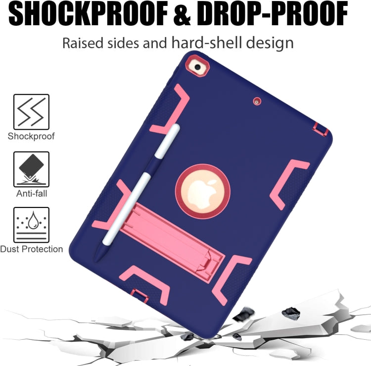 For iPad 10.2 Shockproof PC + Silicone Protective Case with Holder & Pen Slot