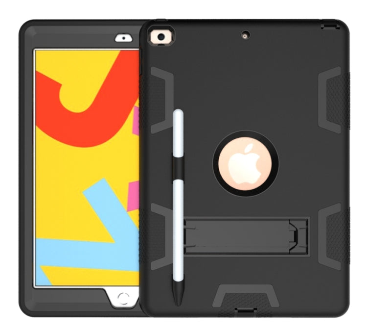 For iPad 10.2 Shockproof PC + Silicone Protective Case with Holder & Pen Slot