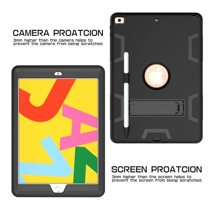 For iPad 10.2 Shockproof PC + Silicone Protective Case with Holder & Pen Slot