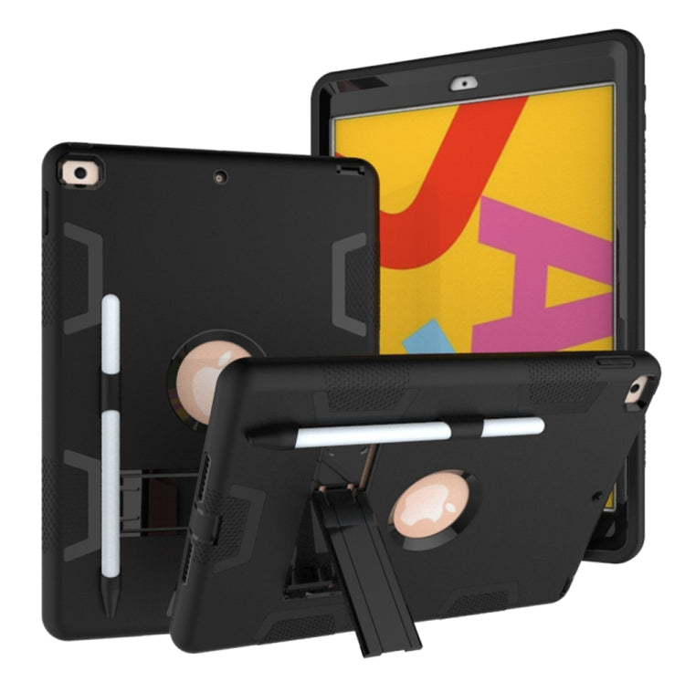 For iPad 10.2 Shockproof PC + Silicone Protective Case with Holder & Pen Slot