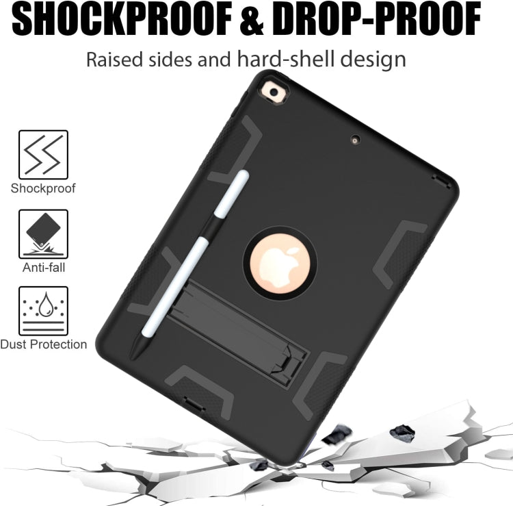 For iPad 10.2 Shockproof PC + Silicone Protective Case with Holder & Pen Slot