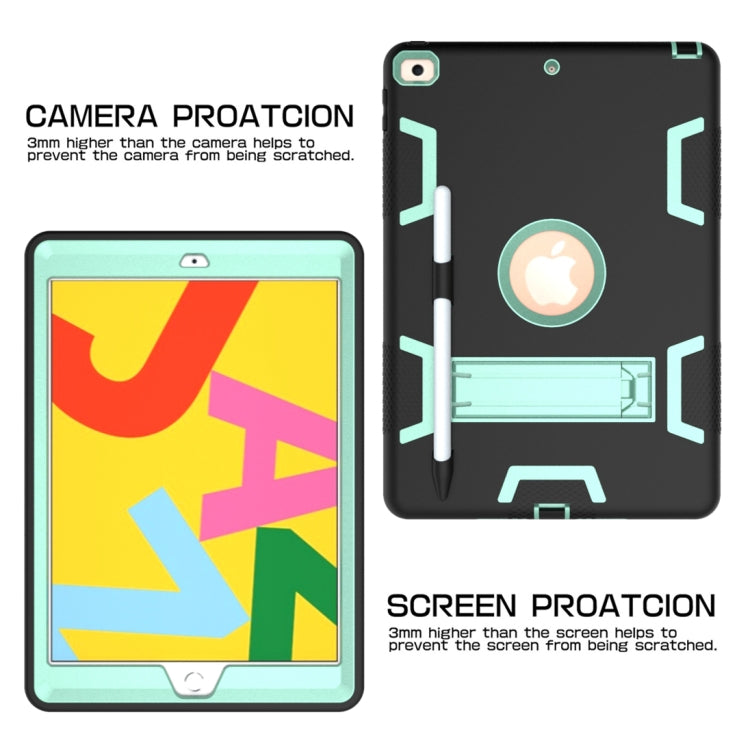 For iPad 10.2 Shockproof PC + Silicone Protective Case with Holder & Pen Slot