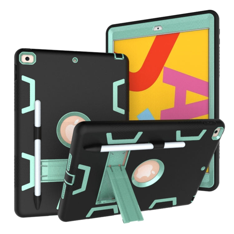 For iPad 10.2 Shockproof PC + Silicone Protective Case with Holder & Pen Slot