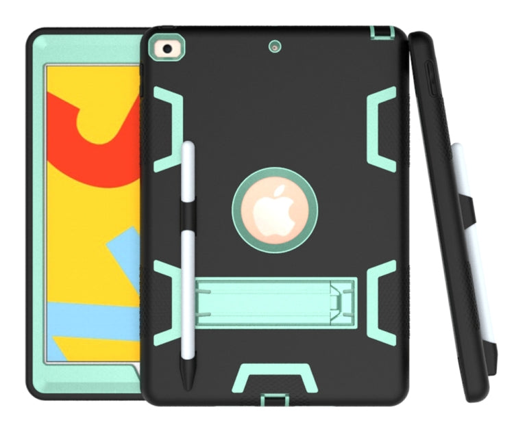 For iPad 10.2 Shockproof PC + Silicone Protective Case with Holder & Pen Slot