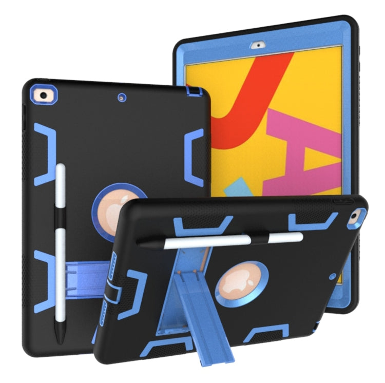 For iPad 10.2 Shockproof PC + Silicone Protective Case with Holder & Pen Slot