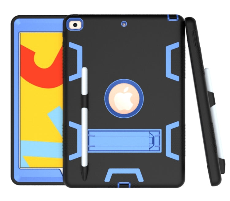 For iPad 10.2 Shockproof PC + Silicone Protective Case with Holder & Pen Slot