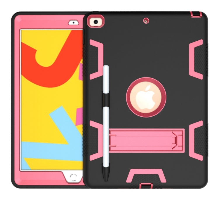 For iPad 10.2 Shockproof PC + Silicone Protective Case with Holder & Pen Slot