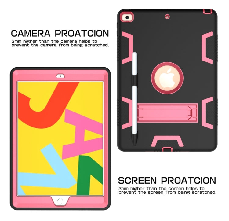 For iPad 10.2 Shockproof PC + Silicone Protective Case with Holder & Pen Slot