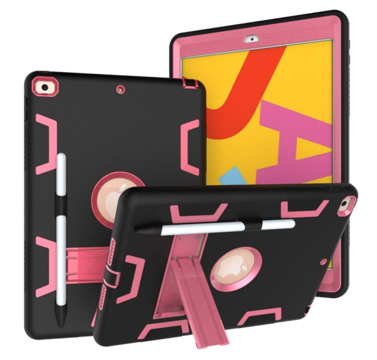 For iPad 10.2 Shockproof PC + Silicone Protective Case with Holder & Pen Slot