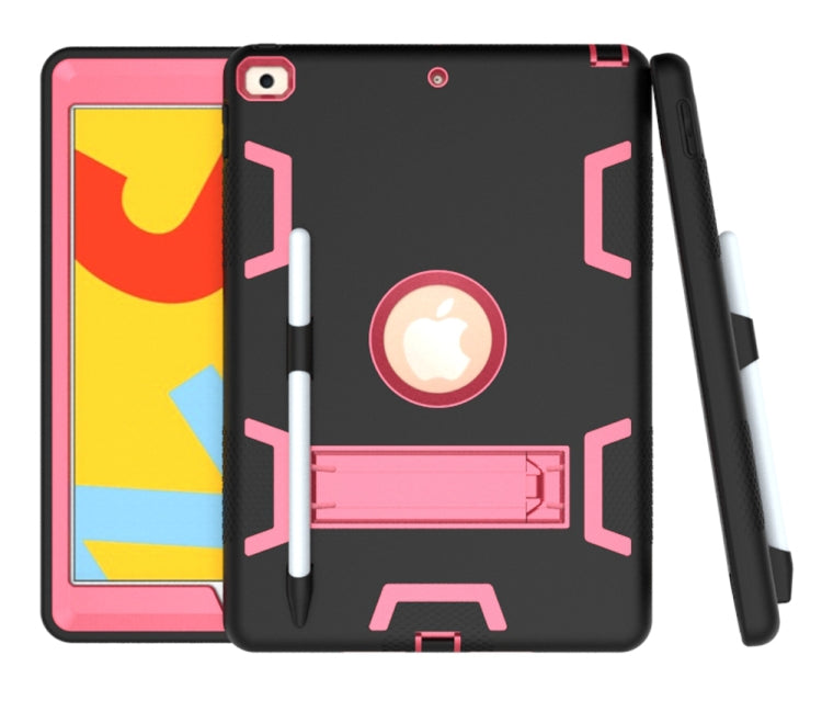 For iPad 10.2 Shockproof PC + Silicone Protective Case with Holder & Pen Slot
