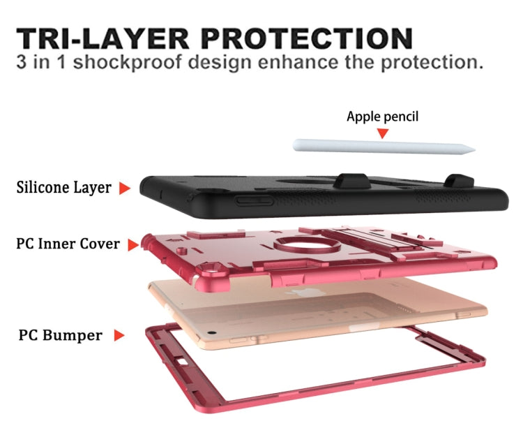 For iPad 10.2 Shockproof PC + Silicone Protective Case with Holder & Pen Slot