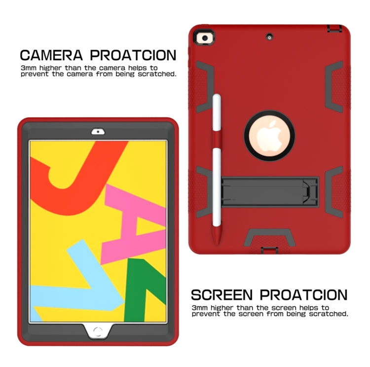 For iPad 10.2 Shockproof PC + Silicone Protective Case with Holder & Pen Slot