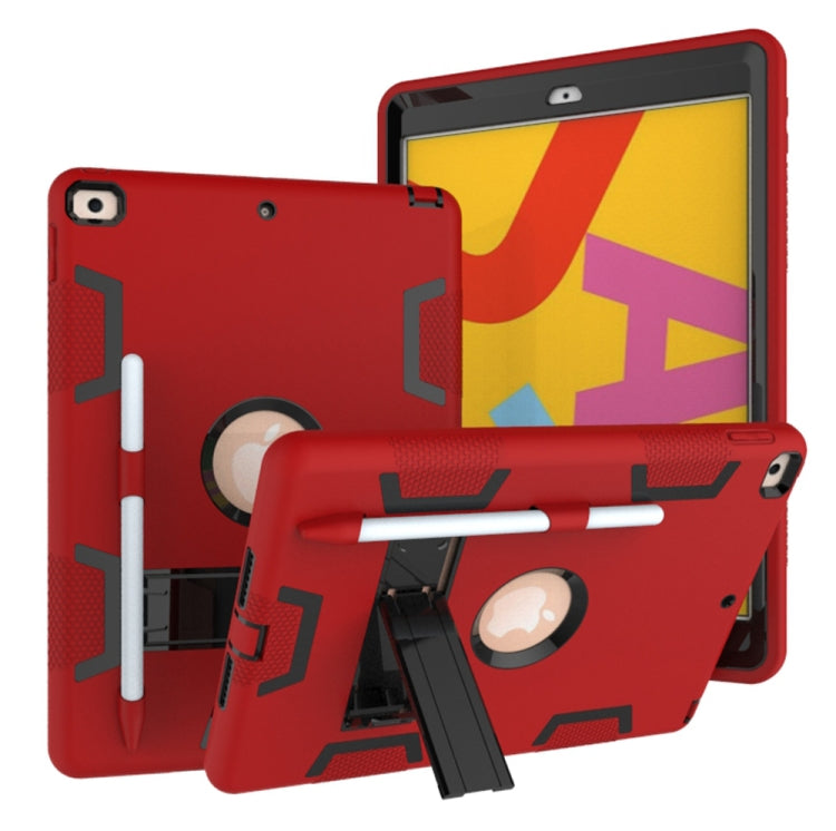 For iPad 10.2 Shockproof PC + Silicone Protective Case with Holder & Pen Slot