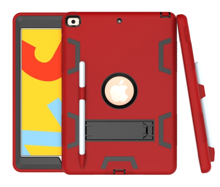 For iPad 10.2 Shockproof PC + Silicone Protective Case with Holder & Pen Slot