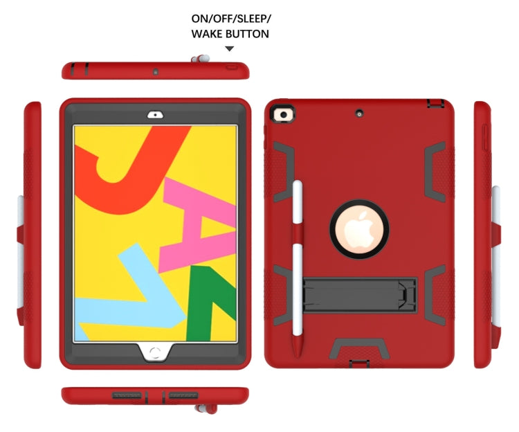 For iPad 10.2 Shockproof PC + Silicone Protective Case with Holder & Pen Slot
