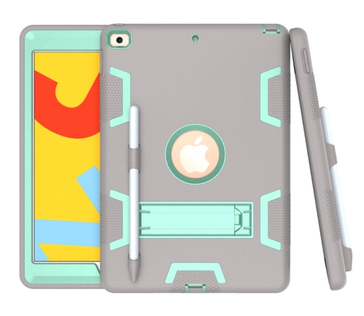 For iPad 10.2 Shockproof PC + Silicone Protective Case with Holder & Pen Slot